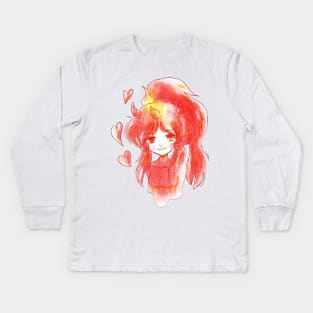 Fiery Watercolor Demon Girl Kids Long Sleeve T-Shirt